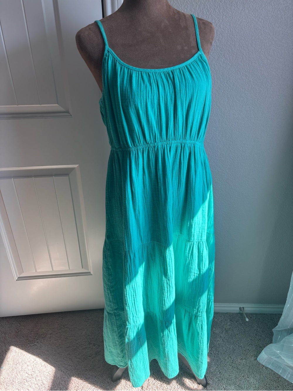 Rails Blakely Emerald Maxi Dress Teal Turquoise Organic Cotton Medium